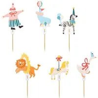 partydeco Tortenstecker, Cake Topper Zirkus 9 - 11,5cm 6er Set
