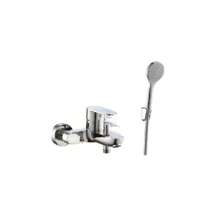Fukana pure Wannenarmatur Aufputz mit Wannenset chrom, mit Handbrause, Brauseschlauch und Halter