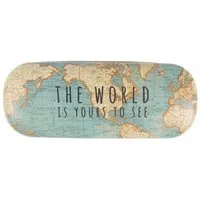 Sass & Belle Brillenetui Vintage Map Weltkarte, Hartschale, ca. 16 x 6 x 3,5 cm