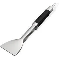 Flache Grillzange für Planchas, Grillbesteck edelstahl/schwarz, mit Verschluss-System