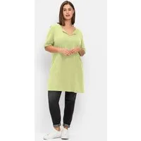 Sheego T-Shirt Longshirt Kurzarm mit geschlitztem Ausschnitt