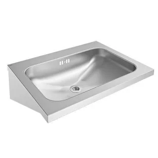 KWC Aquarotter Einzelwaschtisch, ANIMA, Edelstahl, 600x200x440 mm, o. Hahnl., m. Überl., 203.0000.15 203.0000.155