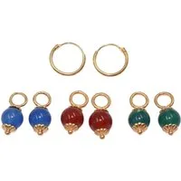 Firetti Paar Creolen Multipack Schmuck Geschenk Messing Ohrschmuck Ohrringe (Set, 8-tlg), Made in Germany - mit Achat - Einhänger abnehmbar
