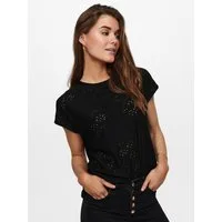 ONLY Kurzarmshirt ONLSMILLA LIFE S/S TOP JRS NOOS regular fit, modisch, Single Jersey, Materialmix, Rundhals