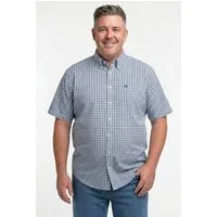 Men Plus Kurzarmhemd Karohemd Halbarm Seersucker Buttondown-Kragen