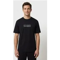 Napapijri T-Shirt BOX LOGO Kurzarmdesign, mit Rundhalsausschnitt, aus Baumwolle