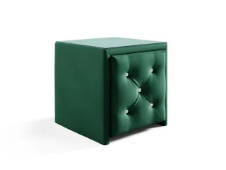 Nachttisch Nachtkonsole SEVRA 50x50cm in Stoff Elisa Velvet Dunkelgrün
