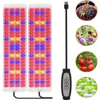 Jibenhome Pflanzenlampe 26 x 5 cm USB LED Pflanzenlampe 1/2/3/4 Panels Timer, Dimmbare, 96 LEDs, Vollspektrum-2 Panels, 4.5 W/9 W/13.5 W/18 W
