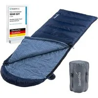 Skandika Deckenschlafsack Dundee Baumwollflanell, Koppelbar, Kopfteil mit Kordel (Reißverschluss mit Webband-Klemmschutz, Innentasche mit Klett), 3 Jahreszeiten, bis -20°C, Packsack mit Kompressionsbändern, 220x80cm