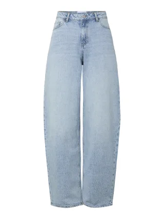 PIECES - PCGRACE MW BARREL ANK JEANS NOOS BC Light Blue Denim - Gr. - 32