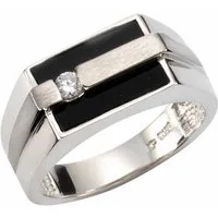 Firetti Fingerring Schmuck Geschenk Silber 925 Silberring Ringkopf eckig, mit Onyx, Zirkonia (synth)