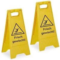 relaxdays Hinweisschild Frisch Gewischt Aufsteller 2er Set, (2er Set)