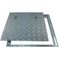 ACO Severin Ahlmann GmbH & Co. KG Erdschacht Schachtabdeckung FL 2.0 Easy mit Rahmen, Stahl verzinkt, Belastung 5kN, 30x30x3.7 cm, 2-St., Größe: 300x300mm, begehbar, rutschfest, für Außen- und Innenbereich