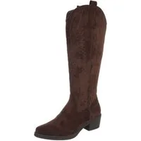 Ital-Design Bequemer Schlupfschuh für Damen mit stilvollem Design Westernstiefel (90927426) Blockabsatz Stiefel in Braun