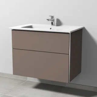 Sanipa 3way Keramik-Set Venticello Keramik-Waschtisch und Unterbau mit 2 Auszügen, Taupe-Matt BP3231T