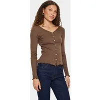 Saint Tropez Strickjacke GruSZ Cardigan mit Lochstickerei und gewelltem Saum