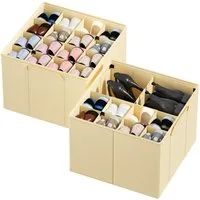 SpaceAid Schuhbox faltbare Schuh-Organizer (Körbe, Boxen mit verstellbaren Trennwänden, 2 St), Schuh-Organizer für 16–32 Paar