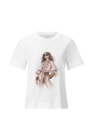 Rich & Royal - Easy fit T-Shirt with Woman Print white - Gr. - S