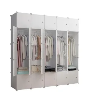 Muvu Modularer, Weiß, Kunststoff, 183x183x183 cm, Schlafzimmer, Kleiderschränke, Drehtürenschränke