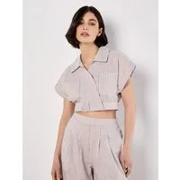 Apricot Blusentop Crop-Shirt mit Streifen