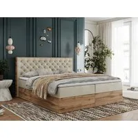 MKS MÖBEL Boxspringbett ALBERO 3 (Packung, Set, Topper T25/Visco, T30-Schaum, Stauraum, Zwei Bettkästen, Matratzen), Multipocket-Matratze, Doppelbett, mit Möbelplatten, mit Kopfstütze