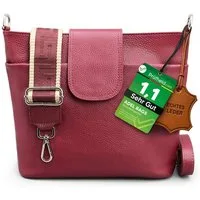 Adel Bags Schultertasche SARA Umhängetasche für Damen, Schultertasche aus Echtleder (Test SEHR GUT, Note 1.1), 20 Farboptionen, Hergestellt in Italien, mit 2 Riemen