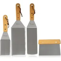 BBQ-Toro Grillbesteck-Set 4-tlg. Edelstahl Pfannenwender Set mit Winkelpaletten Grillspachtel