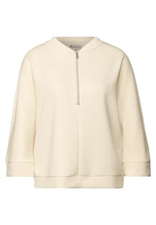 Street One - Silk-Look Shirt mit Zipper beige - Gr. - 36