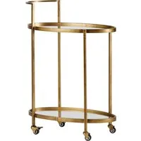 WOOOD Bartisch Push Trolley Metall Antique-Brass mit Rollen H 86 x B 67 x T 35 cm, Tragkraft 10 kg pro boden, pfleigleicht, fertig montiert
