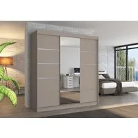 MOEBLO Schiebetürenschrank Noreva 200 (mit Spiegeltüren – Moderner Kleiderschrank für stilvolle Ordnung, Schwebetürenschrank 2-türig Schrank Garderobe Schiebtüren Schlafzimmer) (BxHxT): 200 x 215 x 58 cm