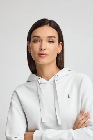 Sweatshirt eisblau mit Kapuze und Rigby Go-Logo