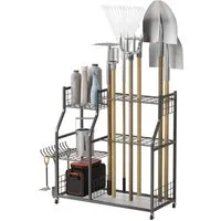 Rutaqian Gartengerätehalter Gartengerätehalter, Gartenwerkzeug Aufbewahrung Standgerät mit Rollen, (Garage Organizer mit viel Stauraum, 92 x 40 x 95 cm)