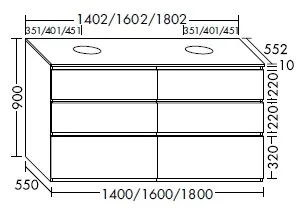 Burgbad Waschtischunterschrank Lin20 Melamin 900x1802x552 Frassino Dekor Cappuccino, SGRD180F5357 SGRD180F5357