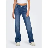 ONLY Straight-Jeans ONLBLUSH – Straight Fit mit klassischem 5-Pocket-Design straight fit, Denim/Jeans, Baumwollmischung, Coinpocket, unifarben