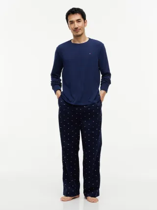 LS WOVEN SET PRINT Carbon Navy/Carbon Navy Flag Aop - Gr. - M
