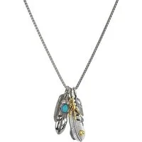 Ella Jonte Lange Kette, silber gold türkis Boho Ibiza Ethno Halskette mit Anhängern
