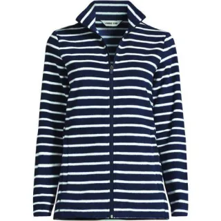 Anyweather™ Fleece-Jacke Gemustert, Damen,  Blau, Polyester, by Lands' End