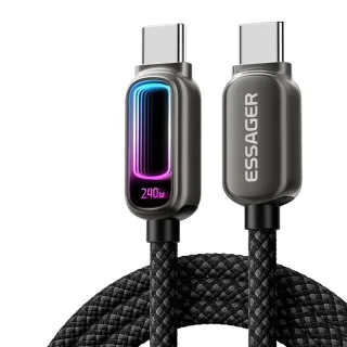 ESSAGER ES-X81 240W Type-C to Type-C RGB Cable QC PD SCP FSPFast Charging Data Transmission Thickened Copper Core Line 1