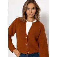 SASSYCLASSY Cardigan Cardigan mit V-Ausschnitt für Damen Weiche Strickjacke mit goldfarbenen Knöpfen Braun Grün Rosa Schwarz