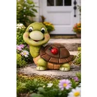 MF Gartenfigur Gartendeko Schildkröte Smila mit Marienkäfer aus Keramik 23cm, (1 St)