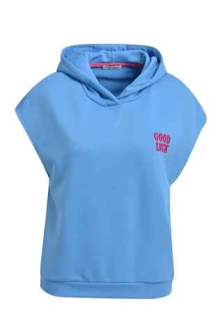 HeartKiss - Sweat Hoodie Sleeveless ibiza blue - Gr. - M