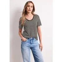 STREET ONE T-Shirt mit abgerundetem V-Ausschnitt