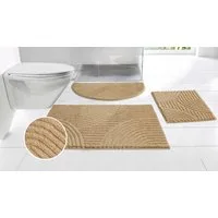 OTTO home Badematte Ognon, Scandi, Boho, modernes Muster, Höhe 15 mm, rutschhemmend beschichtet, schnell trocknend, strapazierfähig, fußbodenheizungsgeeignet, Polyester, rechteckig, 3-tlg. Stand-WC Set, Badteppich, Uni Farben, Hoch-Tief-Effekt