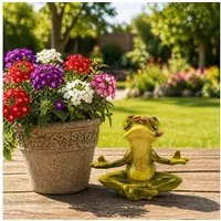 Online-Fuchs Gartenfigur für außen - YOGA Frosch - Dekoration Figuren - wetterfest, (aus Kunstharz gefertigt, glänzender Glossy-Look), ideal für Garten, Terrasse, Balkon, Büro oder Wohnzimmer