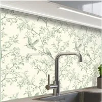 KitchenYeah Küchenrückwand Muster selbstklebend (keine Folie) Klassisch - Vögel - Grün, (1-tlg), Spritzschutz, Küche, Rückwand, Küchenwand, Küchenfront, 30x20 cm
