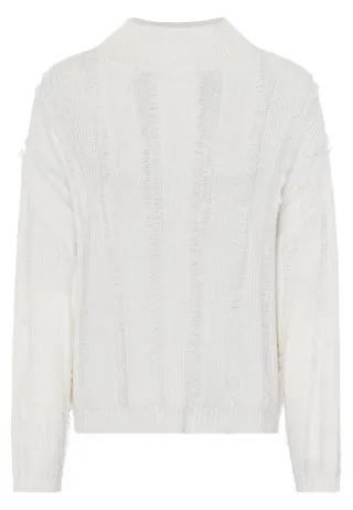 Marc Aurel - Pullover mit Fransen offwhite - Gr. - 42