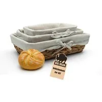 BigDean Brotkorb 3er Set Brötchenkorb Brotkörbchen Brotkorb modern geflochten, Wasserhyazinthe, (Packung, 3-tlg., Brotkörbchen), Flechtkorb, Seegras, Leintuch, Natührlich