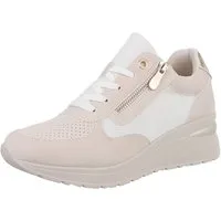 Ital-Design Damen Low-Top Freizeit Sneaker (88671828) Keilabsatz/Wedge Sneakers Low in Beige
