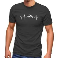 MoonWorks Print-Shirt Herren T-Shirt Berge Wandern Herzschlag Puls EGK Geschenk für mit Print