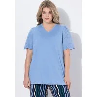 Ulla Popken T-Shirt T-Shirt Stickerei V-Ausschnitt Halbarm